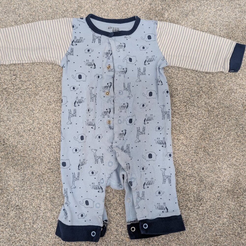 Blue Animal Print Baby Onesie